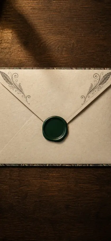 The Library invitation as a guest sees it: Old Money · Kraft & Emerald